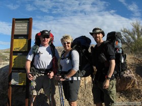 Jerry, Andrea (Cheetah) and Brian at the Camino Loma Alta Trailhead