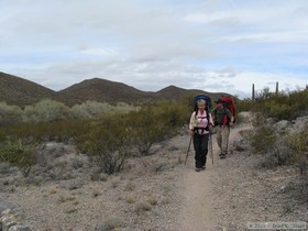 Cheetah and Jerry hiking the Arizona Trail, Passage 8, south of Colossal Cave