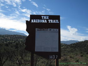 An Arizona Trail sign at Italian Trap, the official end of Passage 9, but not the end of our trip.