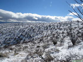 Snow covered landscape on Arizona Trail Passage 14.