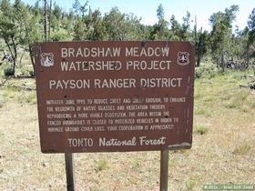Sign for the Bradshaw Meadow watershed project.