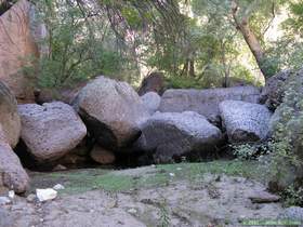 Boulder field at the confluence of Virgus Canyon and Aravaipa Canyon