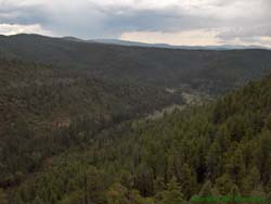 Looking down on the Iron Creek/Middle Fork confluence from the edge of Clayton Mesa.