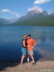 Jerry and Andrea in front of Bowman Lake.