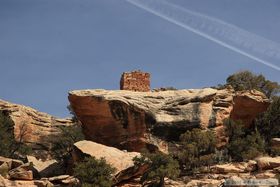 An Ancestral Puebloan building on the rim of Bullet Canyon near the beginning of our four day backpacking trip in Grand Gulch.