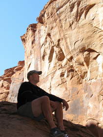 Chuck contemplating Life, The Universe and Everything in Paria Canyon.