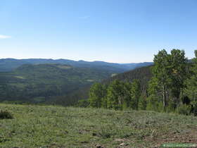 View from the trail to Pecos Baldy Lake in the Sangre de Cristo Mountains.