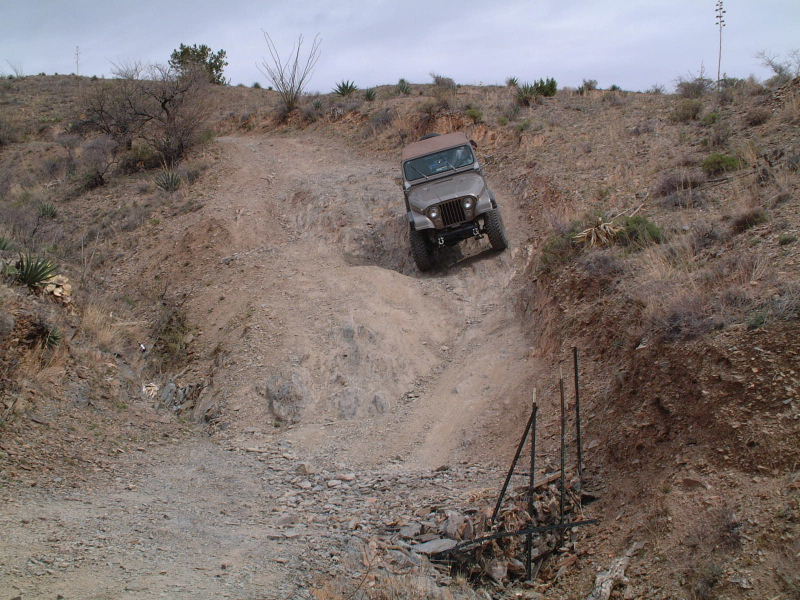 Winch descends a tippy section.