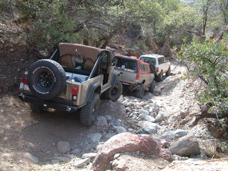 Wolfie and Winch stopped up by the tail end of a Land Cruiser group we caught up with