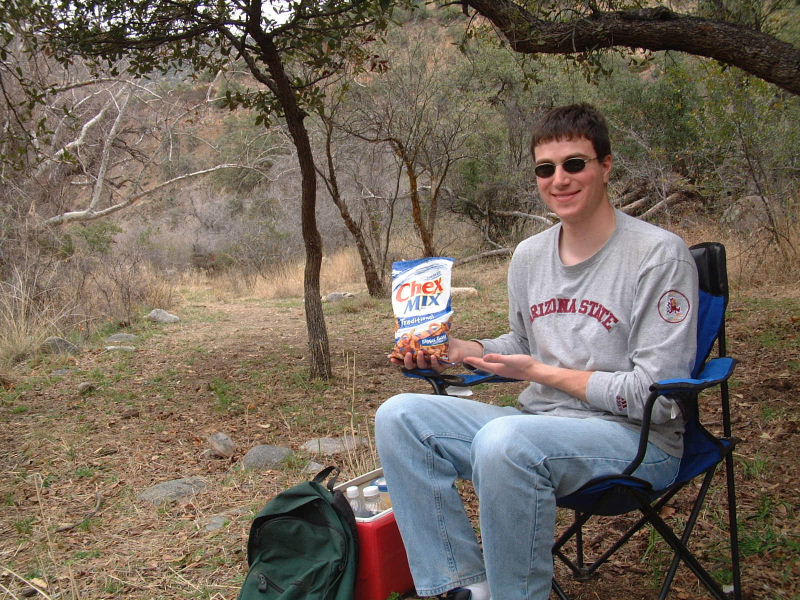 Only the finest Chex Mix snacks are served at THIS establishment!  (Doesn't Winch make a good food product model?)